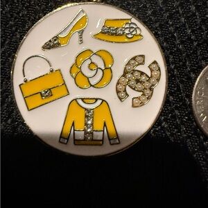 Chic Yellow and White Chanel Charm /Zipper pull